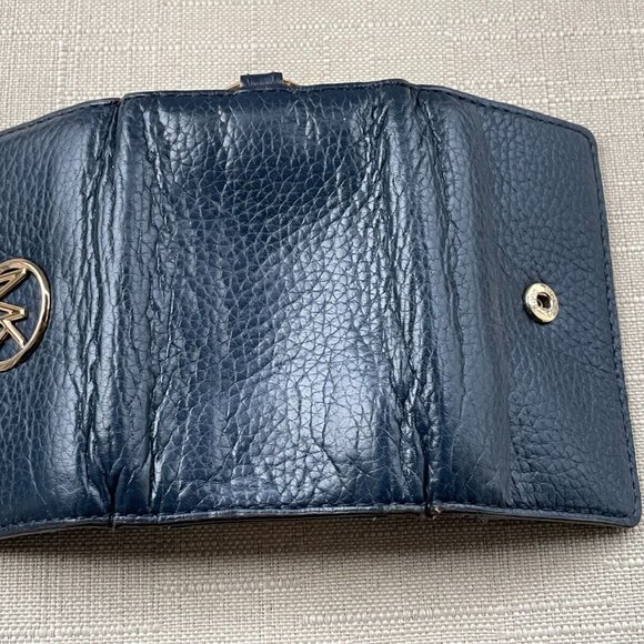 Michael Kors Keys Holder Blue Leather Keychain Mini Wallet Key Fob Keyrings - Picture 7 of 10